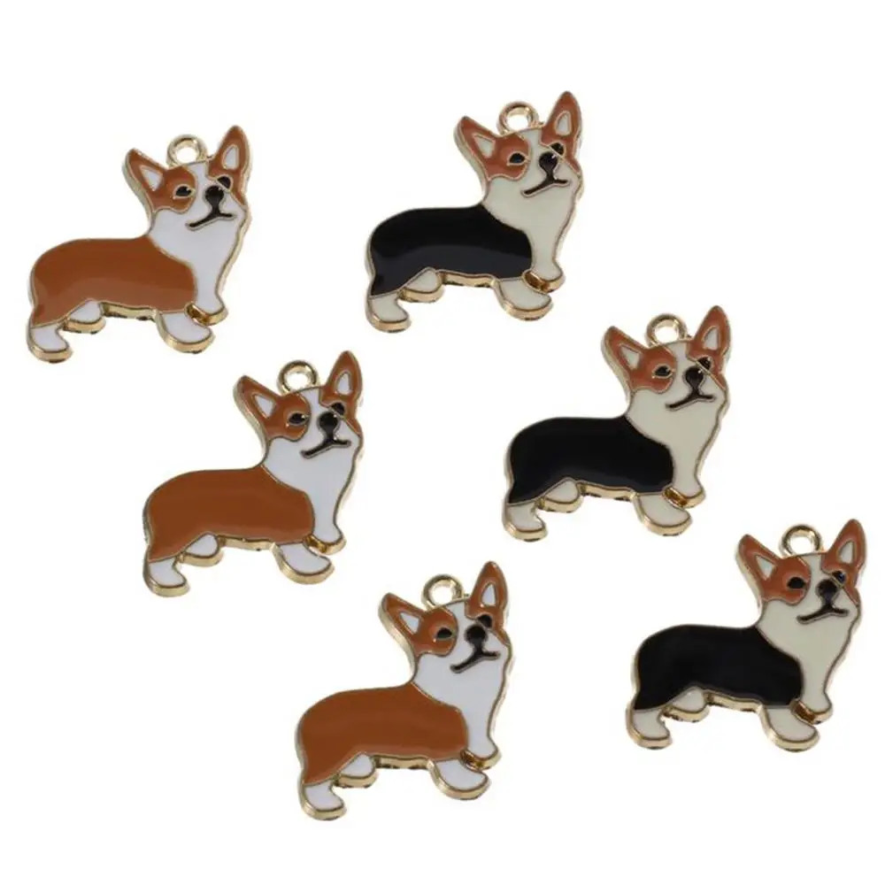 20pcs Alloy Corgi Dogs Charms Black and Orange Corgi Dogs Cute Dog Charms Pendant 23*24mm Funny Puppy Charms for Diy Pendants