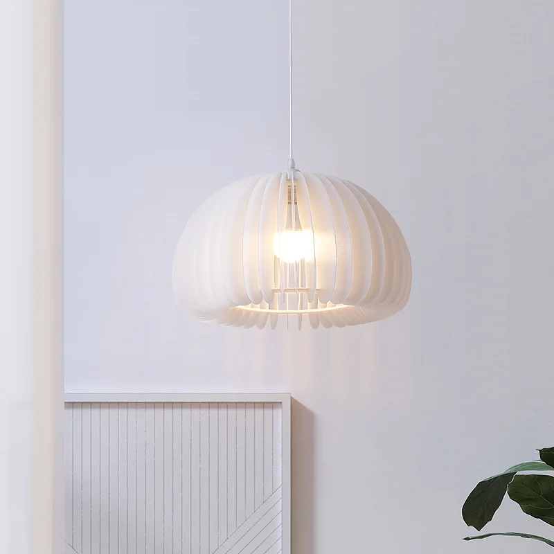 

Nordic restaurant chandelier simple Japanese style living room bedroom bedside lamp ins white pumpkin bar table lamp