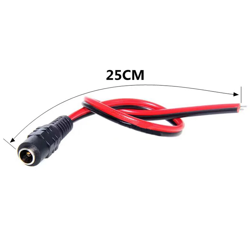 12V Female Cable Connection Cable Plug Red and Black Power Cord Monitor Male and Female Connectors DC Power Cord 25CM