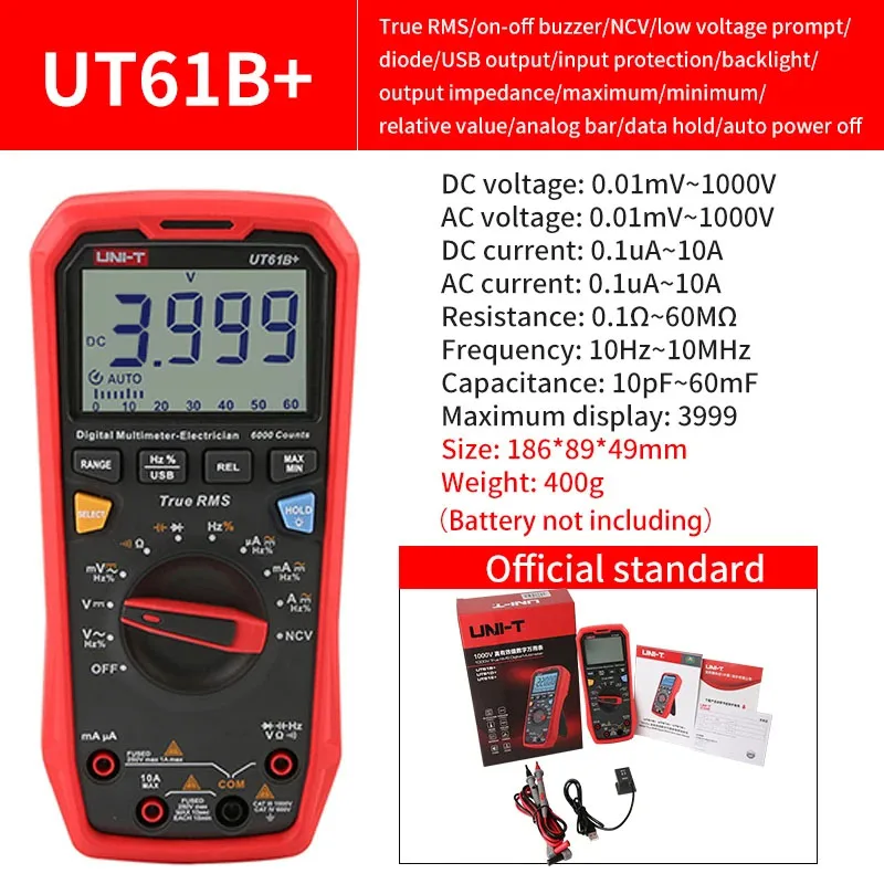 UNI T UT61B+ UT61E+ UT61D+ Smart Professional Digitale Multimeter Tester Unit True RMS Auto Range 6000 Telt DC AC 1000V - afbeelding 1