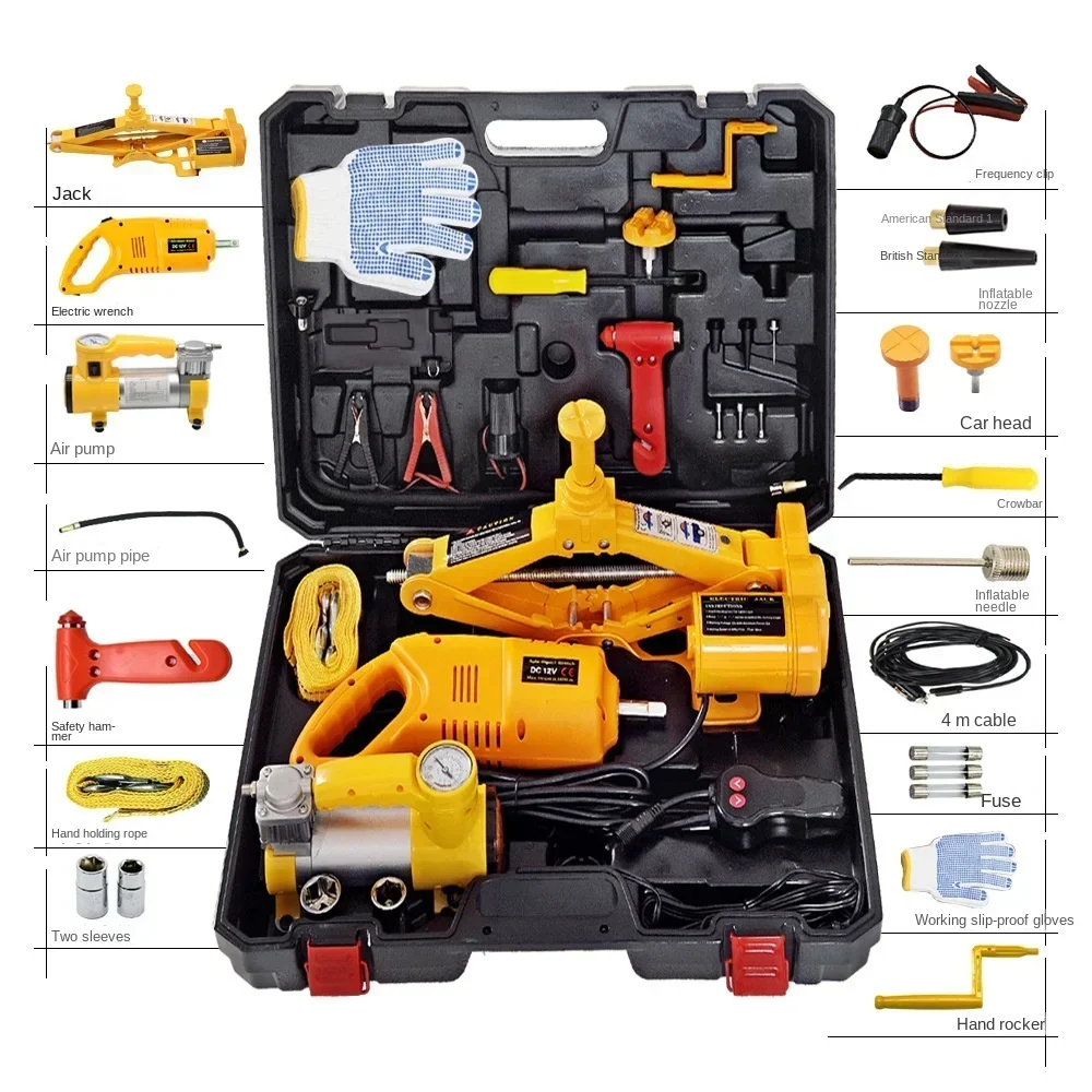 

Car Jack Car Tool Box Jack Horizontal Electric Car Emergency Kit Air Pump/electric Drill/jack Automobiles Jacks Accessories