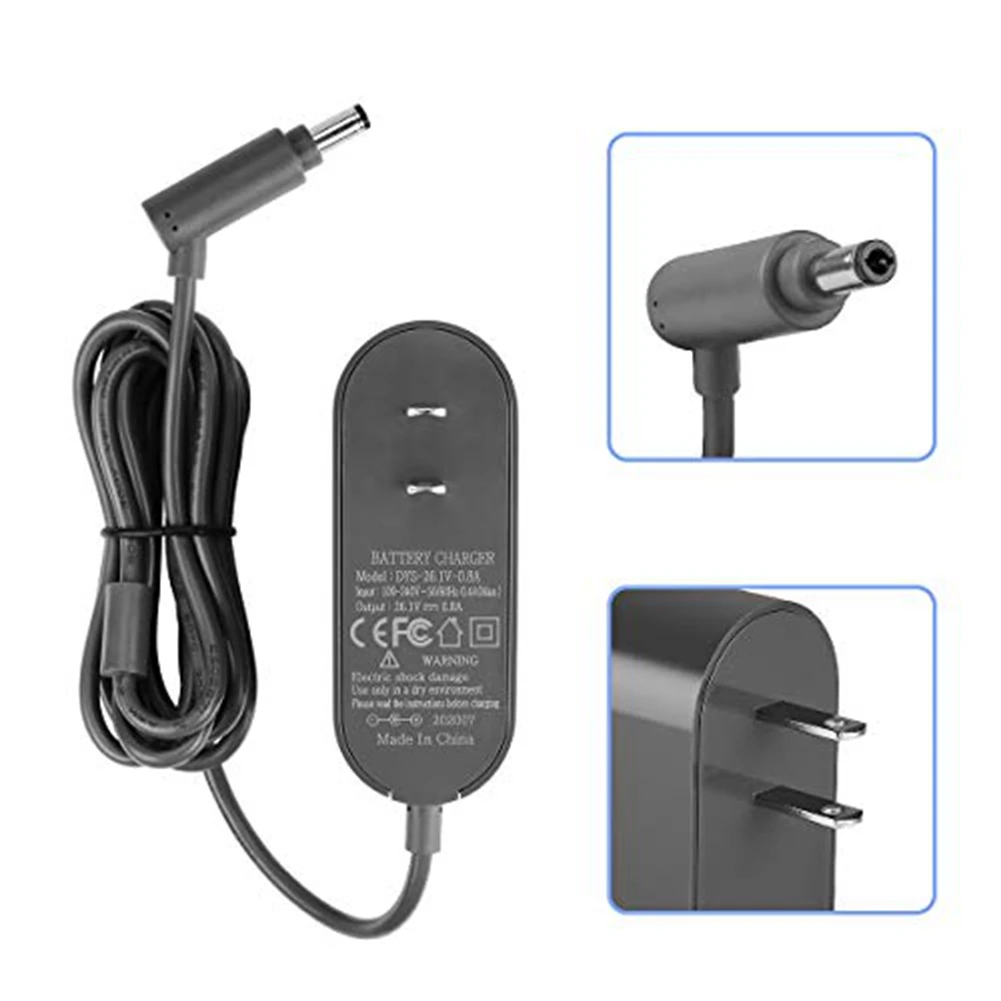 Adaptador AC para aspirador Dyson, Carregador de plugue dos EUA, 26.1V Bateria, V6 V7 V8 DC58 DC59 DC61 DC62 SV03 SV04 SV05 SV06