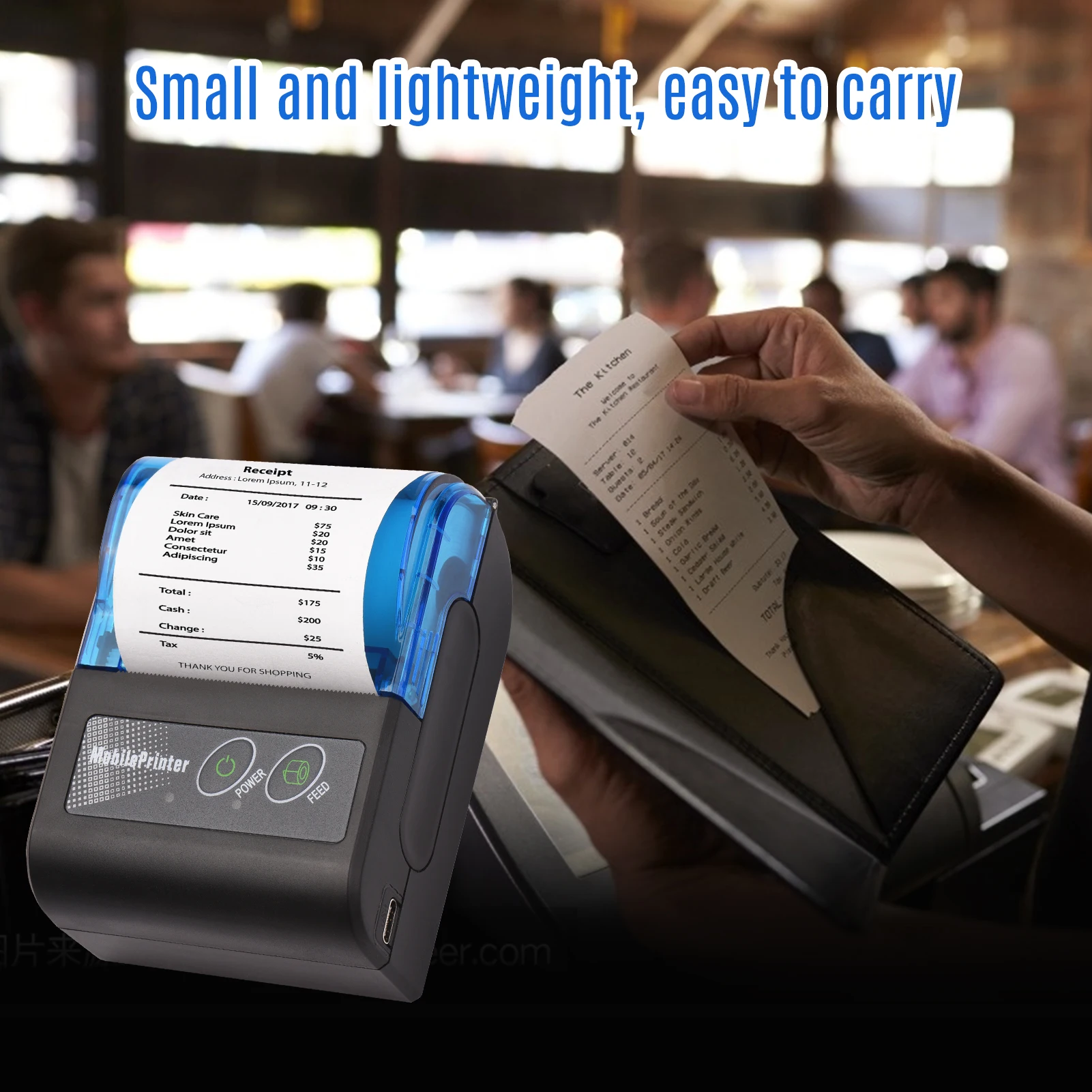 Mini Portable Thermal Printer 58mm 2inch Wireless Bluetooth-Compatible Printer Receipt Maker Mini Invoice Bill Printer 2022