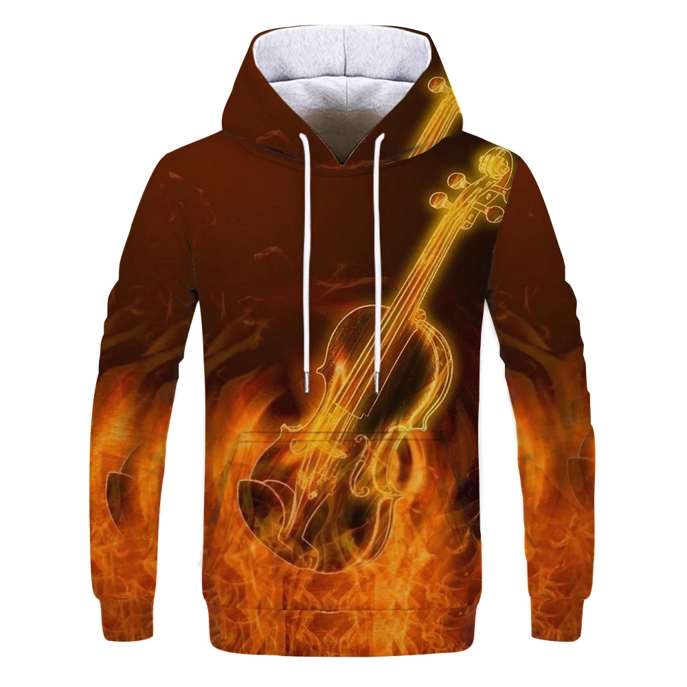 Cartoon Gitarre Hoodie 3D-Druck Männer und Frauen Frühling Sweatshirts mehrfarbige lässige Kapuze Streetwear Persönlichkeit DJ Tops