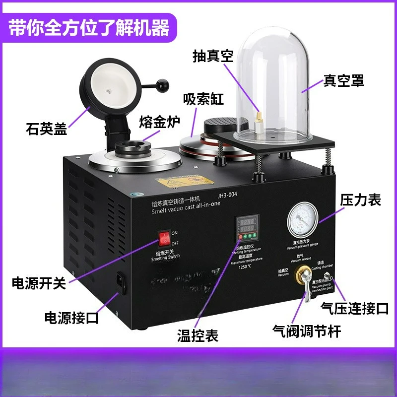 Multifunctionele Siamese Casting Machine Smeltoven Vacuüm Goud, Zilver en Koper Smeden Machine Edelmetaal
