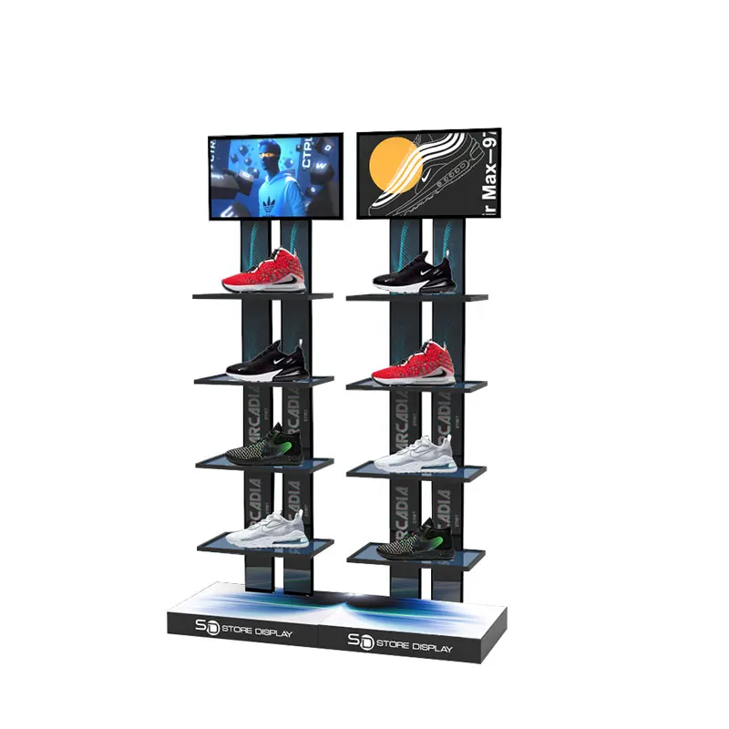 Custom Logo Printed Cosmetics Products Floor Standing Acrylic Smart Display Stand