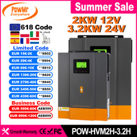 PowMr 3.2KW 24V Hybrid Solar Inverters 12V V Pure Sine wash 80A MPPT Solar Charge Controller Charges lithium Battery With WIFI