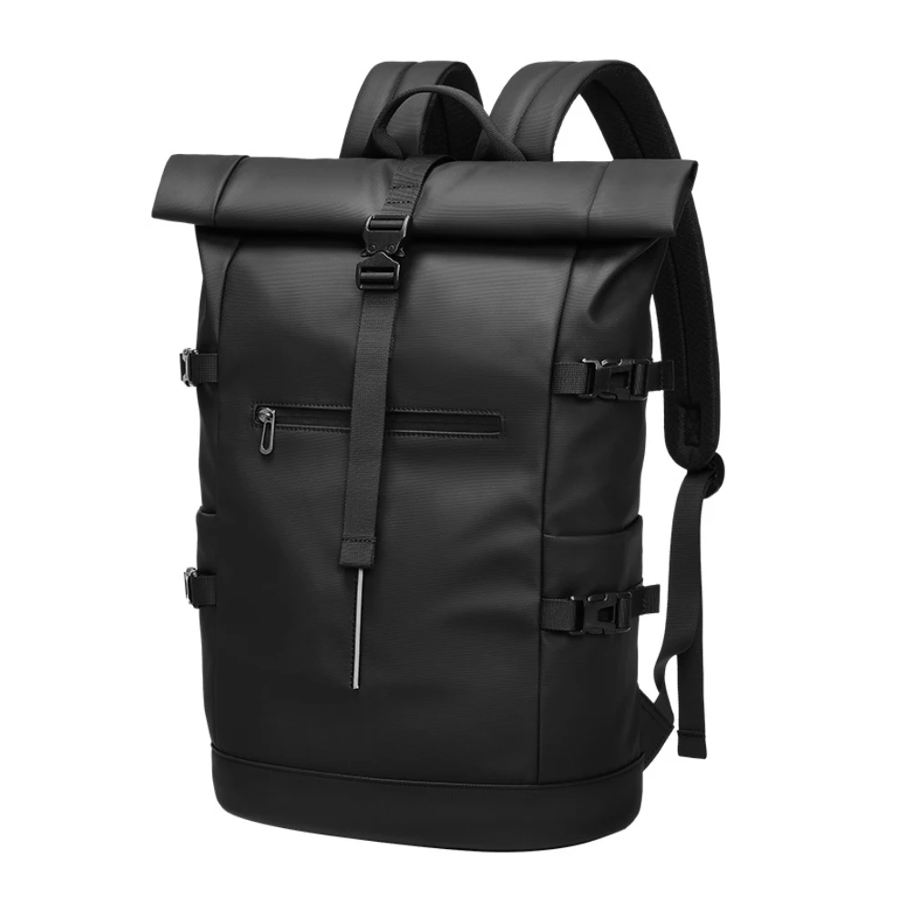 Mochila de viaje expandible negra para hombre, bolsa impermeable de gran capacidad para ordenador portátil de 15,6 pulgadas, mochila para senderismo, mochila para ciclismo