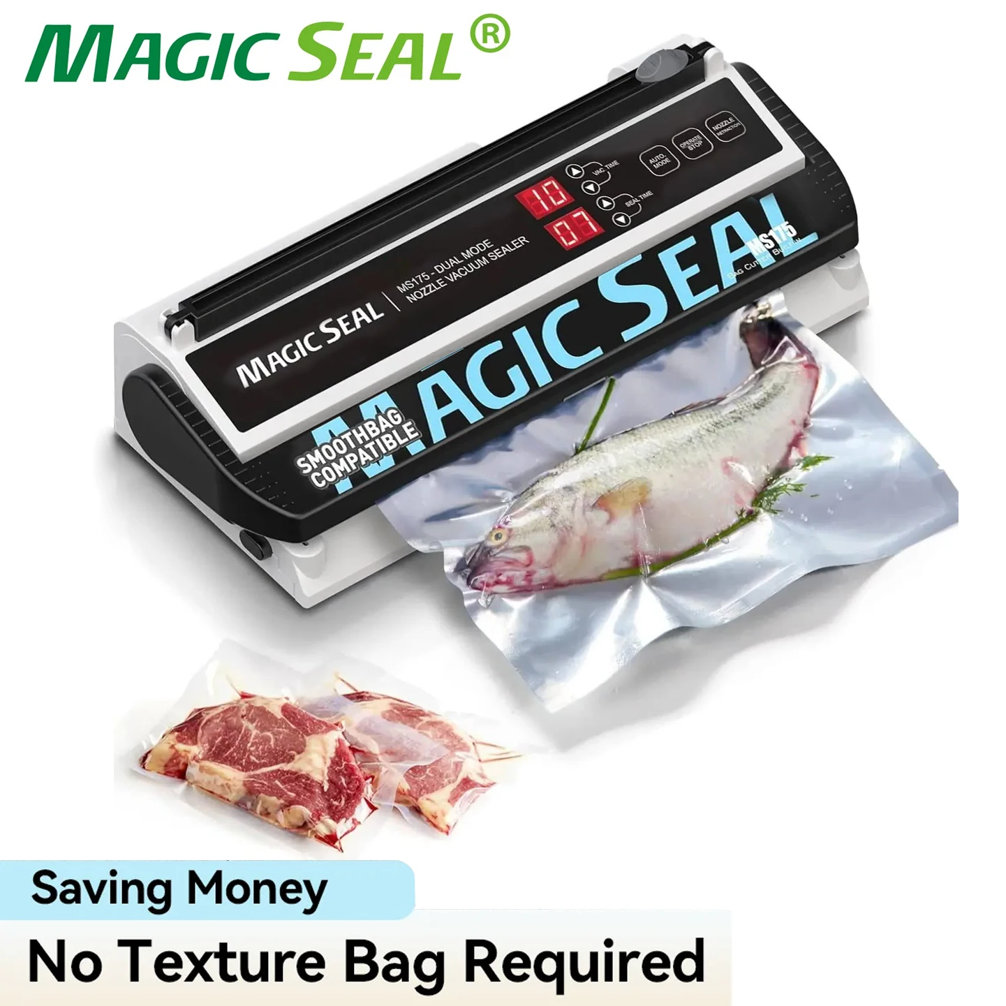 MAGIC SEAL MS175 Vacuum Sealer Machine for food Plastic Bag Sealer Kitchen Packer Commercial sealing pakaging machine Sous vide