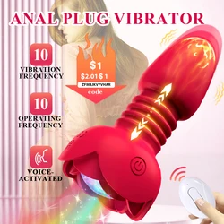 Type télescopique Andrea Remote-Vibromasseur Anal Télescopique, Gode Sans Fil, Bluetooth, Security ation Vocale, Prise Anale LED, Éthicateur de Prostate Mâle, 18 +