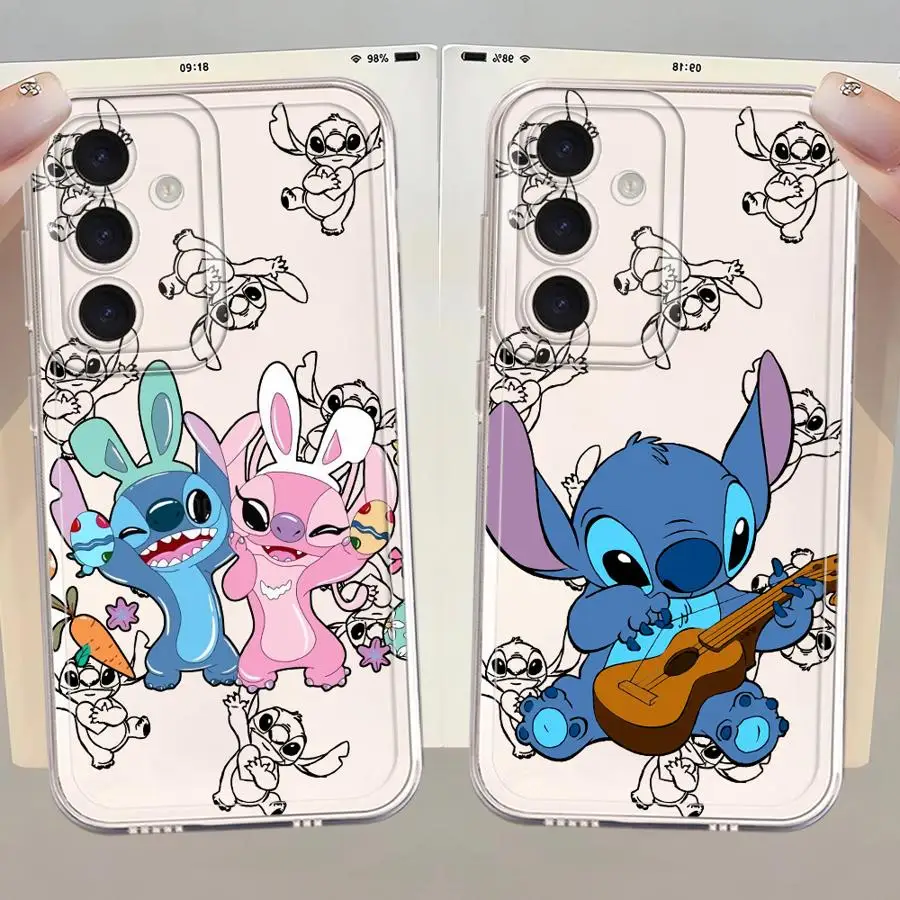 Funda transparente para teléfono Samsung Galaxy A50 A52s A12 A32 A21s A51 A71 A16 A72 A31 A52 Disney Stitch dibujos animados lindo