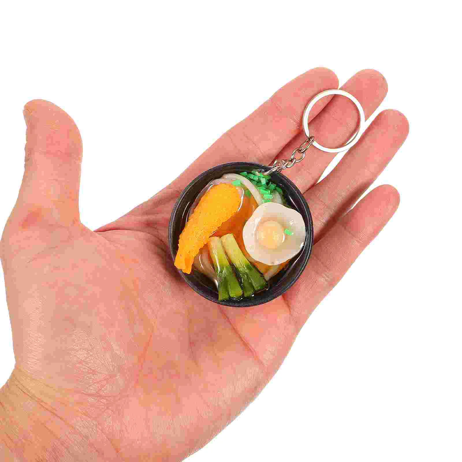 2 Pcs Key Chain Mini Toys PVC Artificial Food Keychain Ramen Bowl Pendant Child