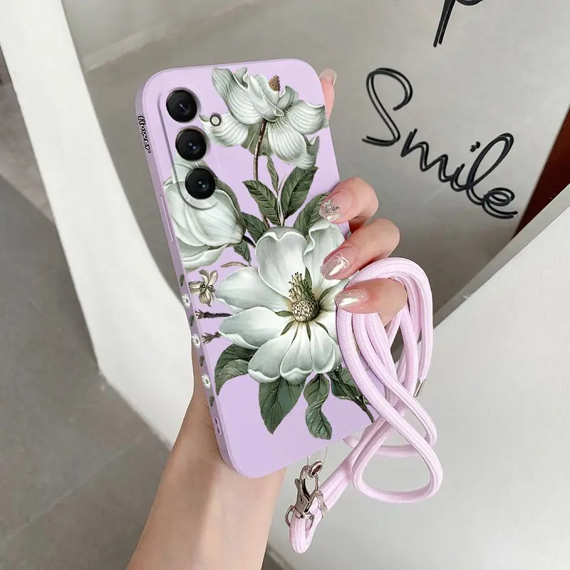 A55 Blooming Peonies Silicone Phone Case For Samsung A53 A55 A32 A34 A72 A71 A33 A73 A23 A54 A52S A50 A51 A24 A31 Cover