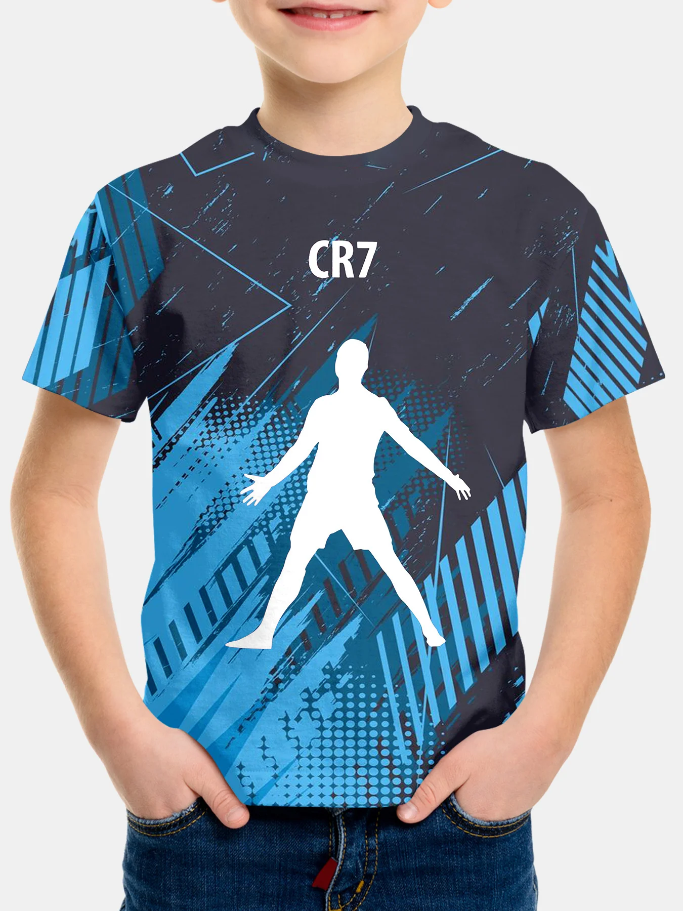 

Summer Fashion Boys 3D Digital Printed White Silhouette Pattern T-shirt, Handsome Casual Clothing, Suitable for Daily Use