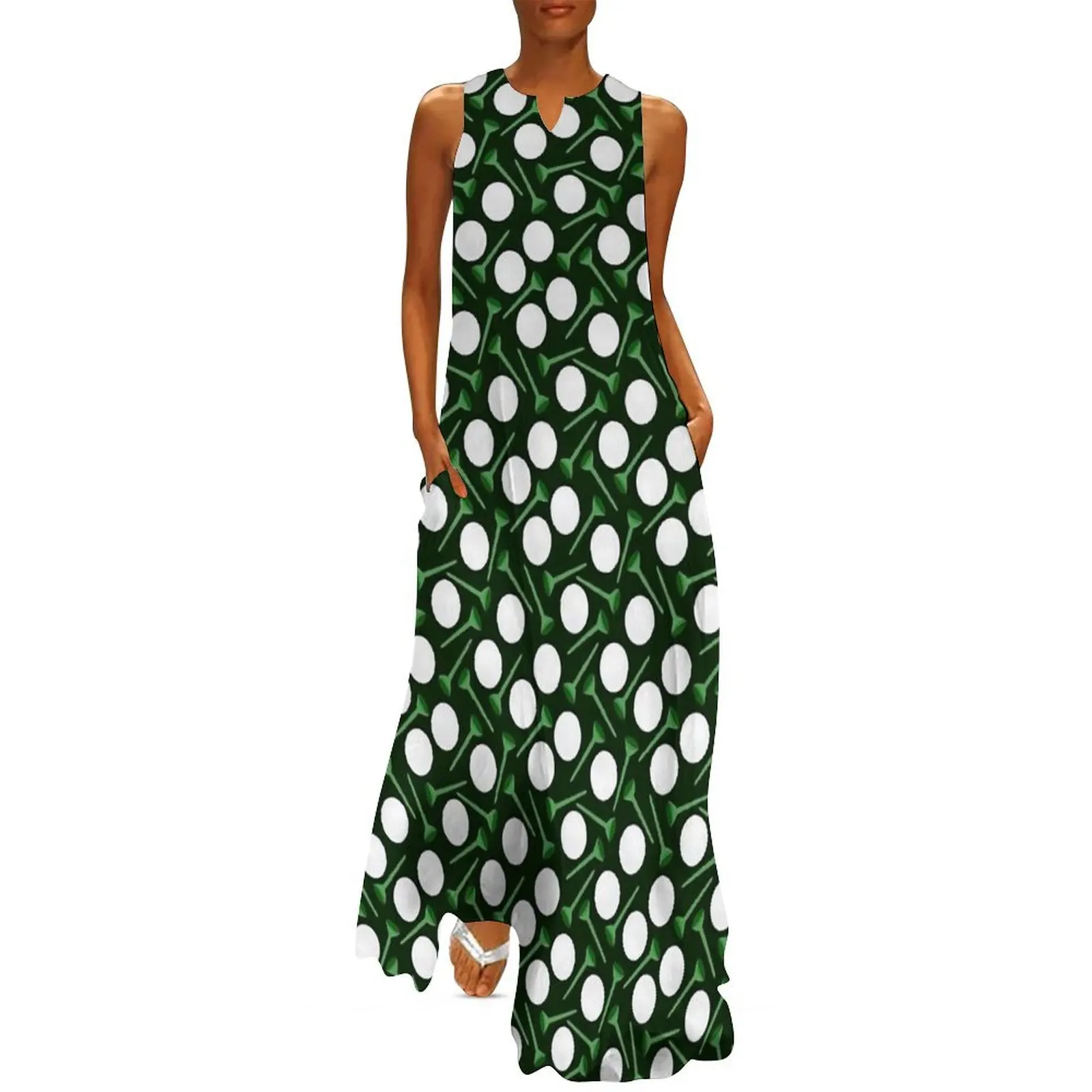 Golf balls and tees in green Long Dress party dresses woman luxury dress dress long women summer