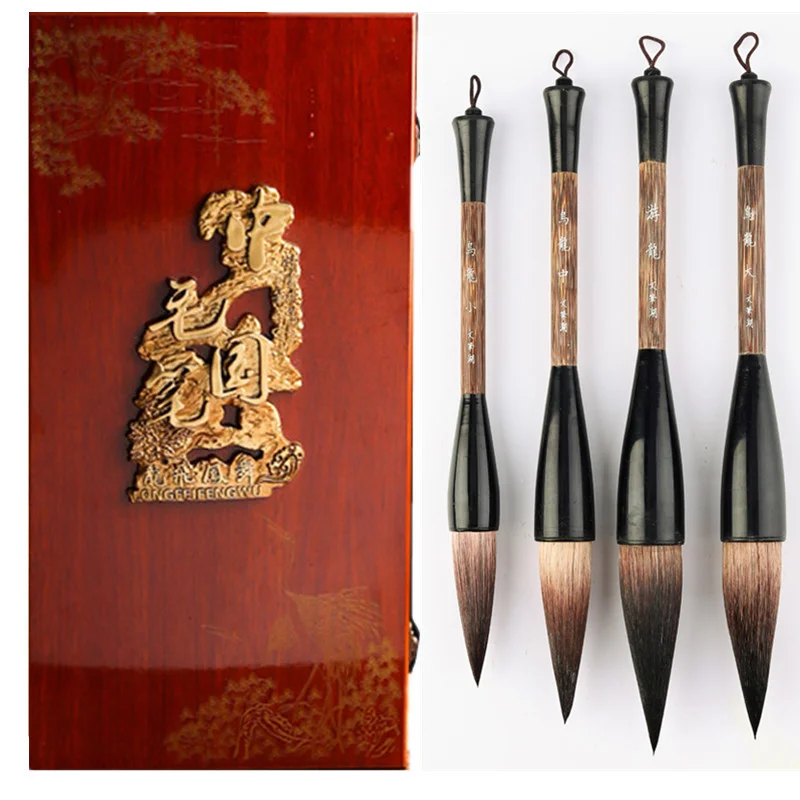 Chinese Bear Hair Brush Pen Hopper-shaped Large Regular Script Writing Brush Calligraphy Chinese Freehand Painting Gift Brushes