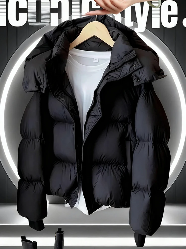 

Женская зимняя куртка Sli из пуха и хлопка, корейская версия, свободный крой, длинный рукав, на молнии, с капюшоном