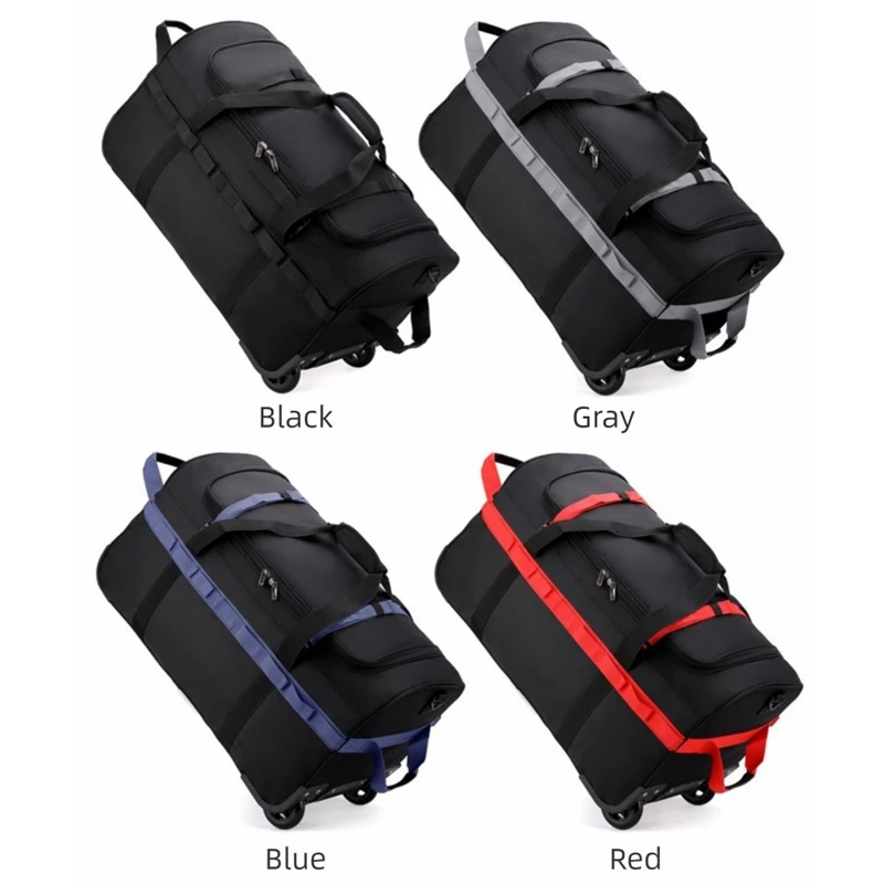 Heavy-Duty กระเป๋า Duffel ล้อเลื่อนกันน้ําแบบพับได้พร้อมสายสะพายไหล่ปรับได้และกระเป๋าสําหรับ Travel GYM