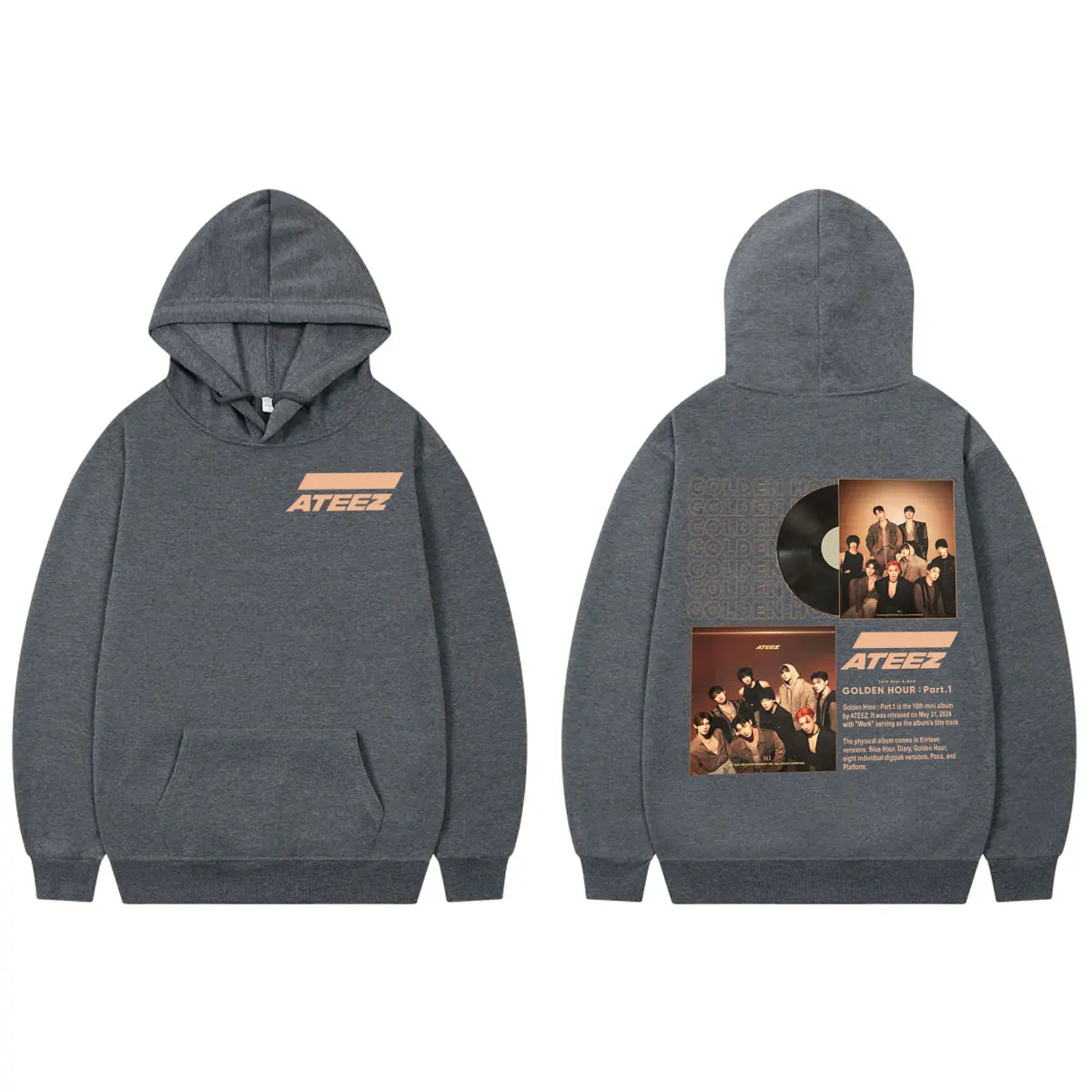 Kpop Ateez Golden Hour: Part 1 Album Graphic Hoodie Concert World Tour 2024 Sweatshirt Men Women Fashion Trend Vintage Pullovers