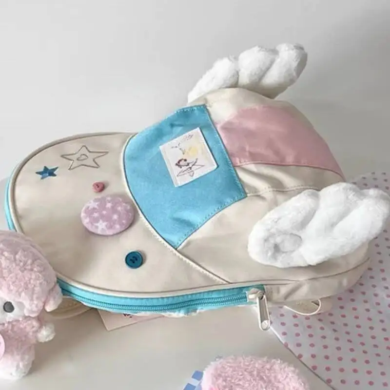 Contrast Color Plaid Kawaii Star Embroidery Backpack Haruku All Match Women Schoolbags New Casual Student Preppy Backpacks Y2k