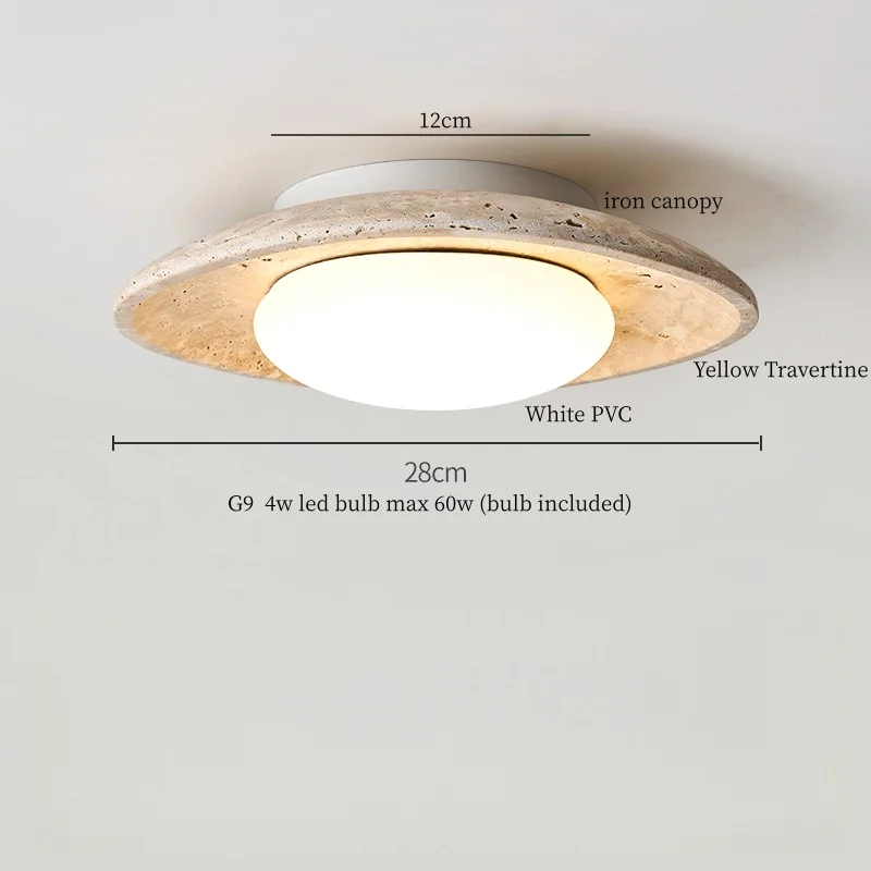 IWHD الشمال سقف ليد حديث مصابيح غرفة المعيشة الحمام الأصفر الترافرتين الأبيض بولي كلوريد الفينيل ديكور المنزل أضواء السقف لامبا Sufitowa