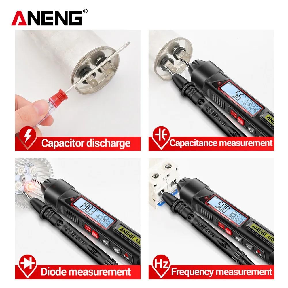 ANENG A3006 4000 Counts Pen Type Multimeter Measure AC/DC voltage Detachable pen tip Test Zero Fire Line high precision Tools