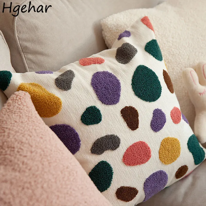 Ins Cute Decorative Cushion Cover Living Room Household Removable Colorful Embroidery Pillowcase Square Throw Pillow Covers Soft