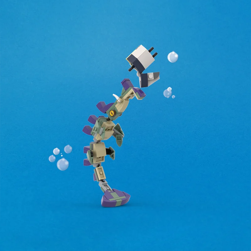 105 pezzi MOC modello di creatura marina con blocchi modulari verdi e viola assemblaggio per bambini esposizione giocattoli regalo a sorpresa per festival