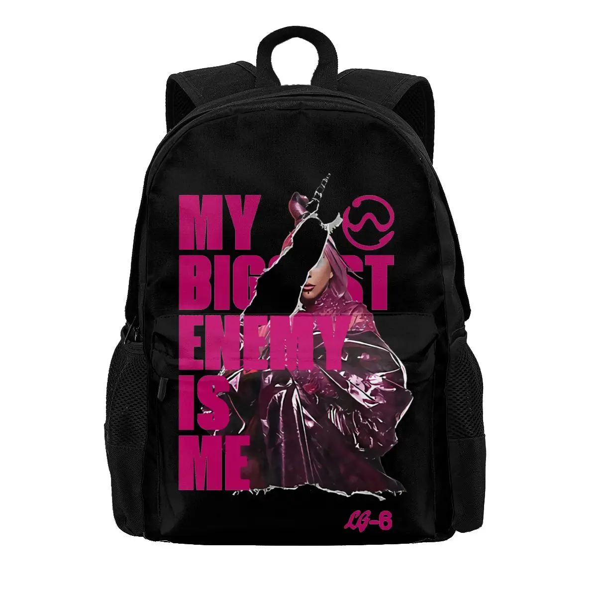 My Biggest Enemy Is Me Lady Gaga Singer Chromatica Album Large Capacity Backpack Travel Gym Tote Bag