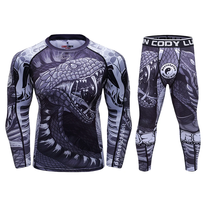 Cody lundin Anime Print UPF 50+ Men Surfing Swiming Rashguard Set T-Shirts+Legging Custom Sublimation Men Boxing Training Suits