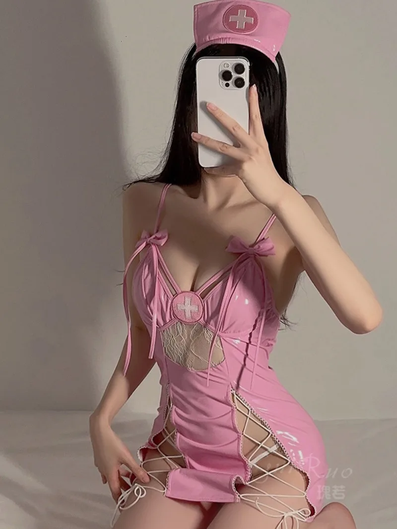 2024 جديد مثير الخامس الرقبة عارية الذراعين شبكة شير القوس فستان بكتافة المرأة الجوف خارج الدانتيل يصل Cinching الخصر التفاف الورك فستان قصير JTOQ