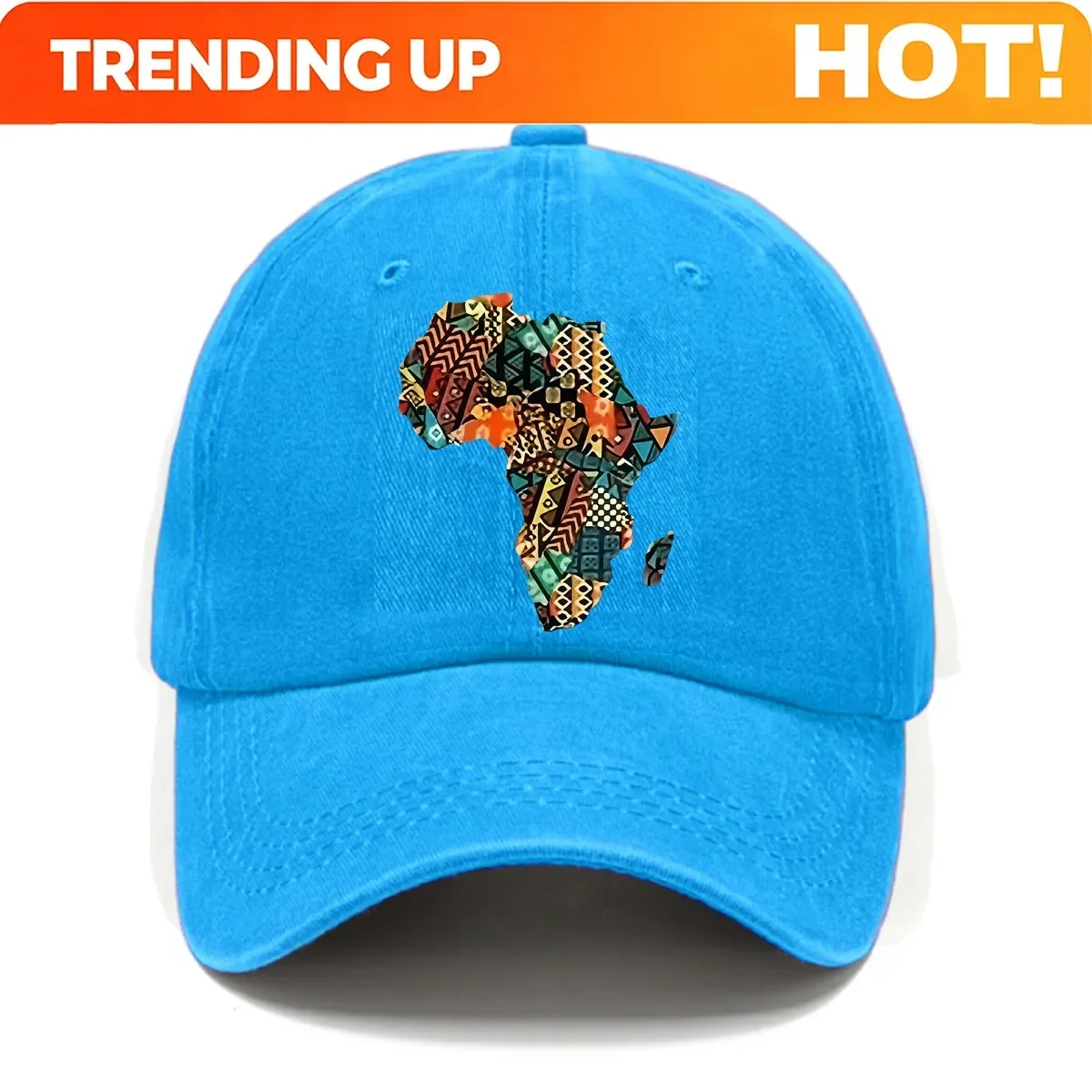 Customization Hats African Ethnic Map Print Washed Baseball Cap, Fresh And Retro Style Men'S Hat, Versatile Casual Sun Hat