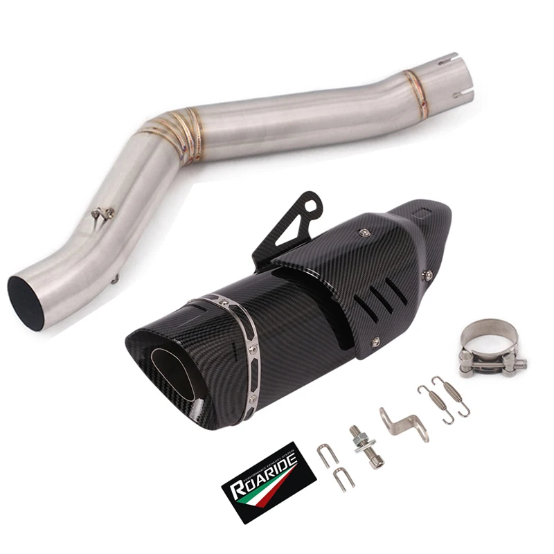Motorcycle Exhaust Escape System Middle Link Pipe With Moto Muffler Slip On For Benelli TRK502 TRK 502