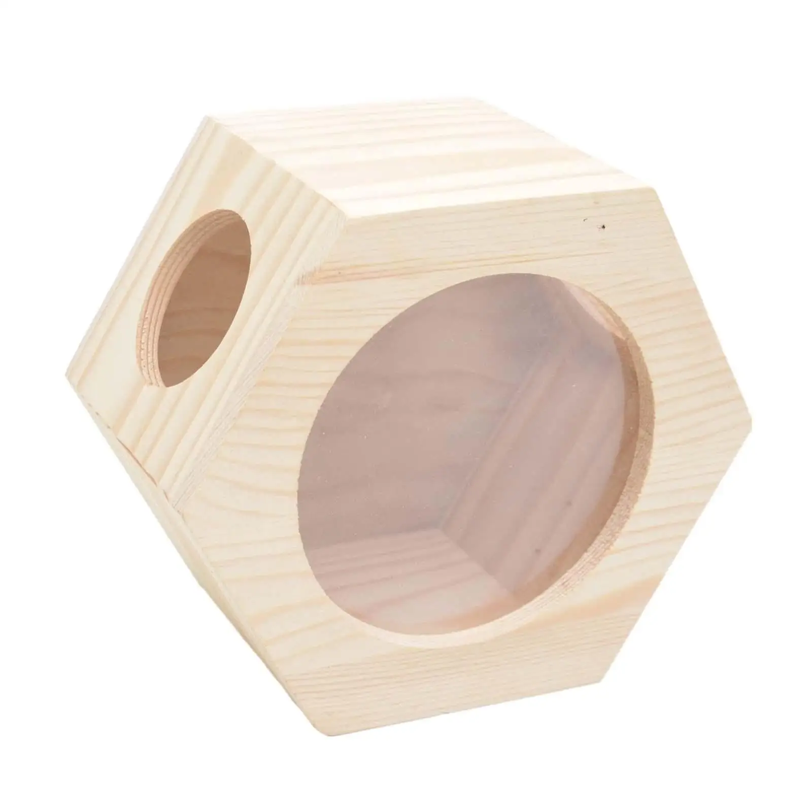 Wooden Hamster House Decor Cabin Hangable Habitats with Window Nest Hexagonal Box for Hedgehog Rat Dwarf Hamster Mice Small Pet