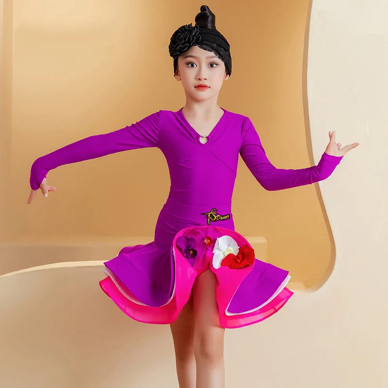 

Kids Performance Dancing Dresses Children'S Ballroom Dance Competition Costume Girls National Standard Latin Dance Dress SL11101