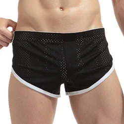 Short de sport en maille respirante pour homme, caleçon décontracté, pantalon flèche, pyjama, sous-vêtement taille basse, culotte ultra-fine