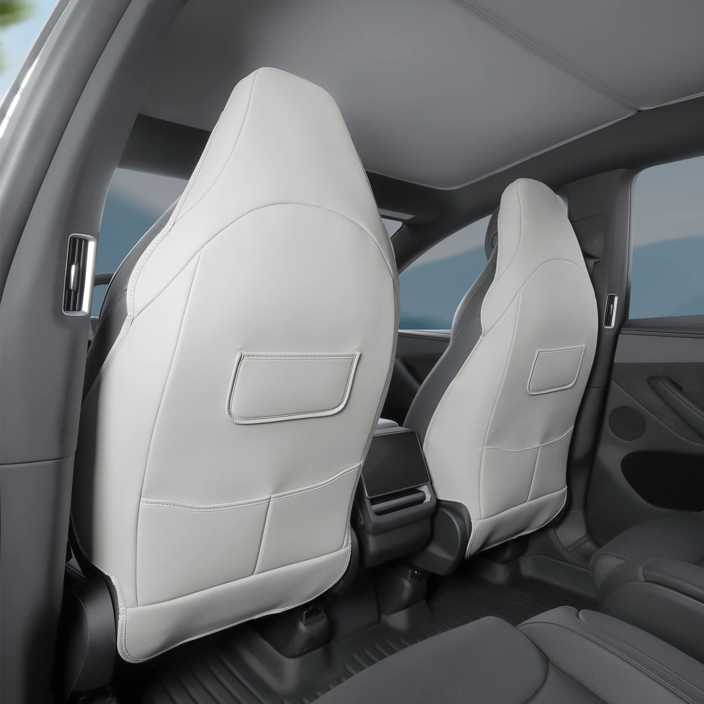 For 6-Seater Tesla Model YL Front Seat Back anti Kick Pad, All Inclusive Design, Backrest Protection Pad, 2pcs