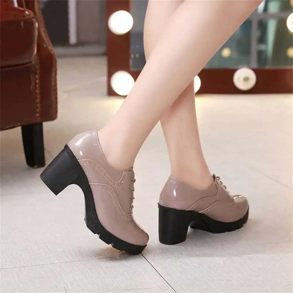 Ete Lacquer Leather Boot Heels Women Dress White Heels Shoes For Women Low White Shoes Sneakers Sport Collection Classical