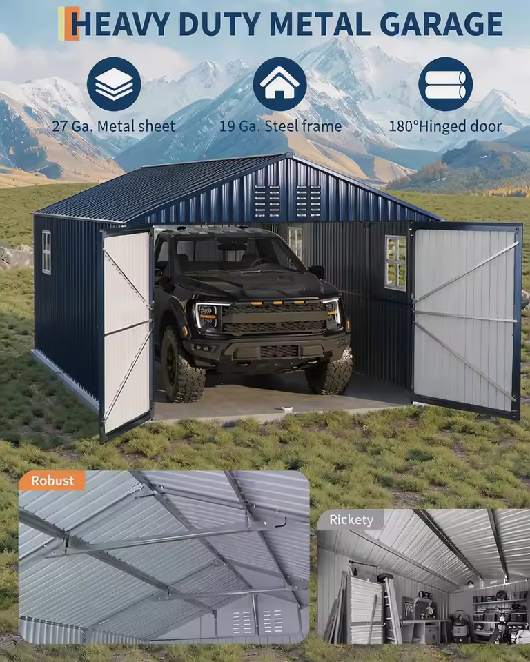 12x20 FT Enclosed Metal Carport Heavy Duty Steel Garage Shed additional product image
