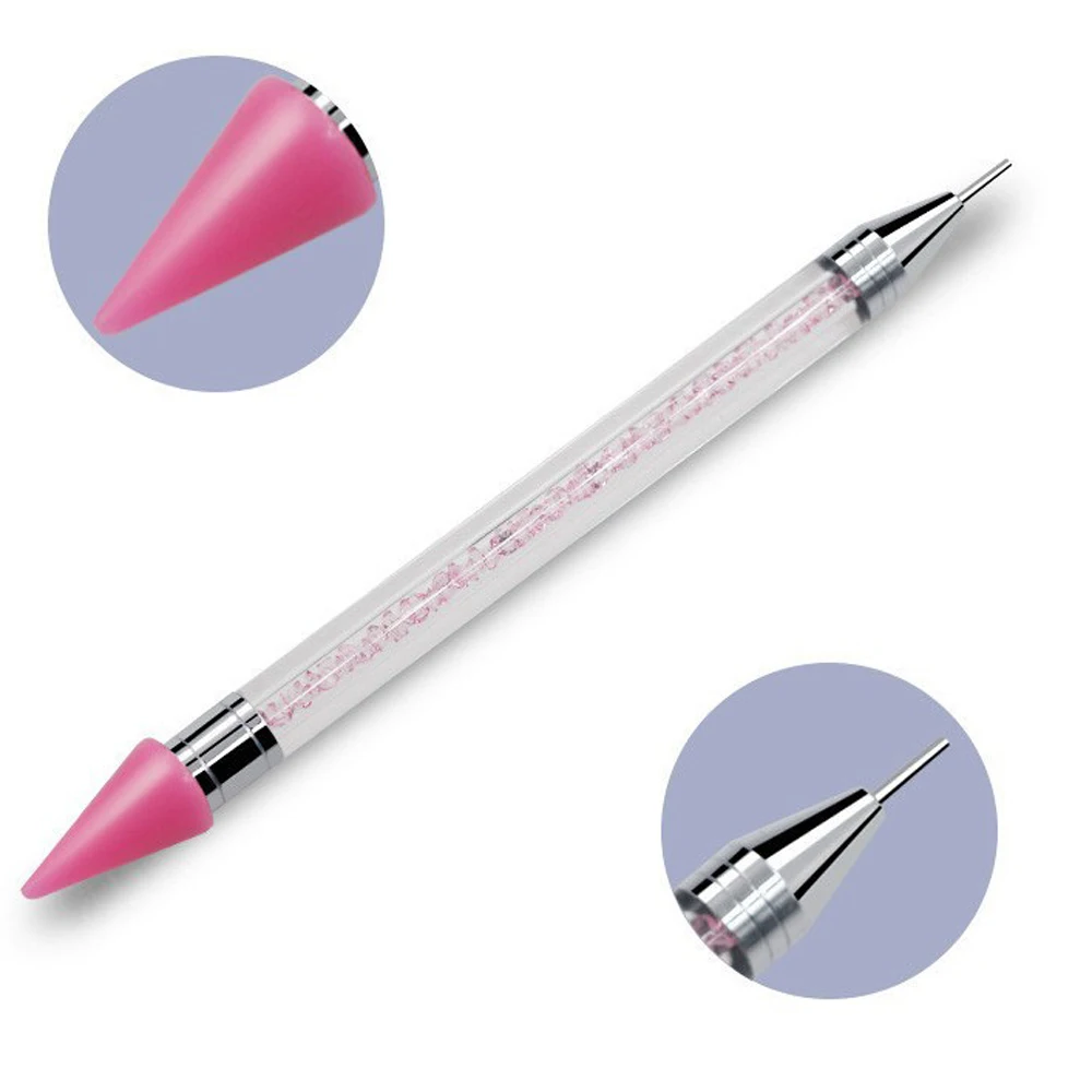 1/5/10Pc White/Pink Nail Dotting Pen Replacement Wax Head Rhinestone/Gem/Charm Picking Up Pen Tips Manicure Crayon Replace Tools