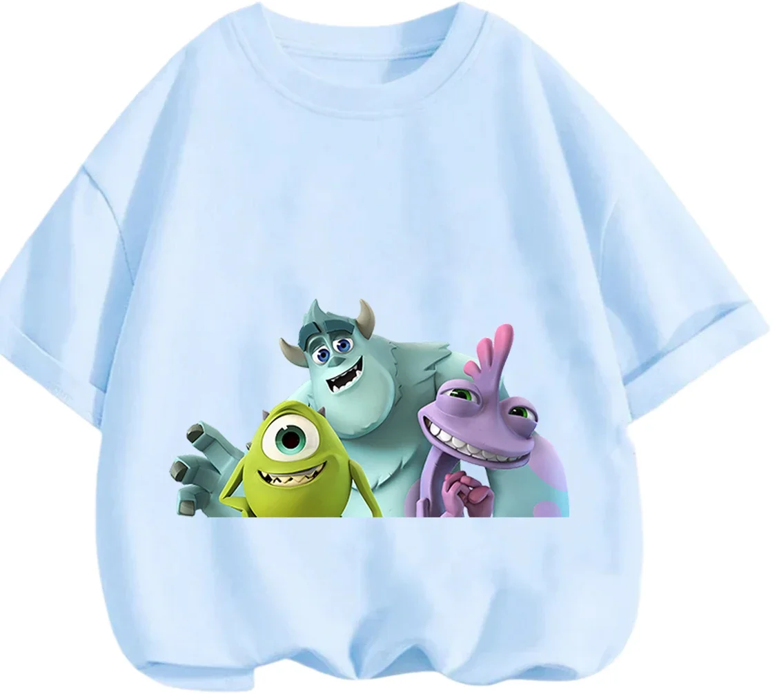 

Модная футболка Streetwear Monsters Inc, летние милые повседневные топы с героями мультфильмов Kawaii для детей 3-14 лет