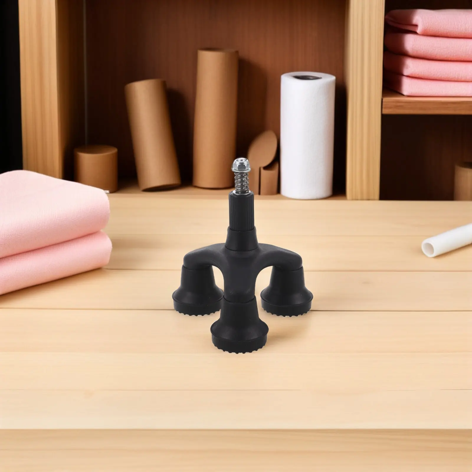Three Point Walking Cane Tip Tripod Shock-Absorbing Non-Slip Replacement Foot Stable Cane Foot Pad Mobility Aid for Indoor