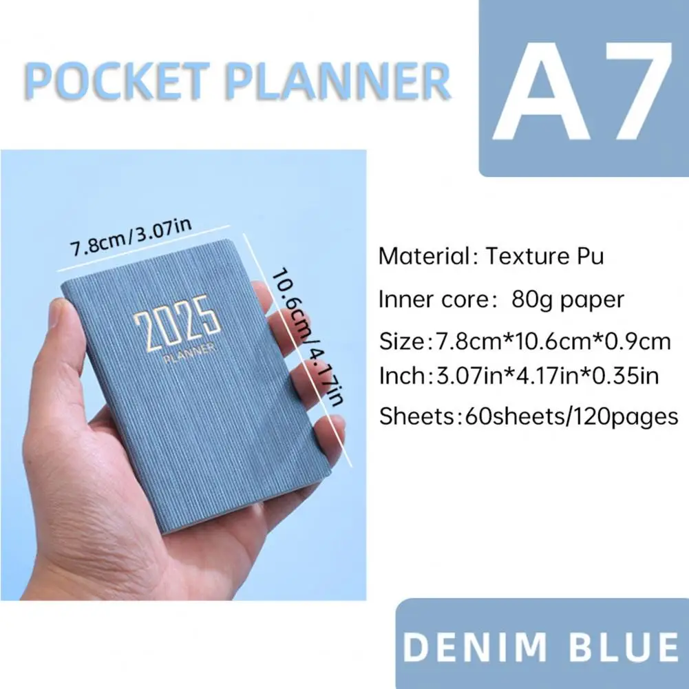 สมุดแพลนเนอร์เขียน2025กระดาษหนากันรั่วสมุดเขียนลื่นหนังสังเคราะห์หมึกไม่ไหล