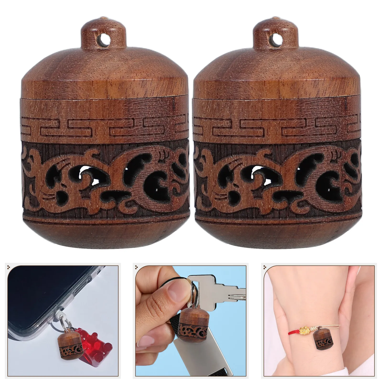2Pcs Openable Wooden Lantern Shape Fragrance Beads Sachet Aromatherapy Diffuser Pendant DIY Bag Hanger Home Office Air Purifier