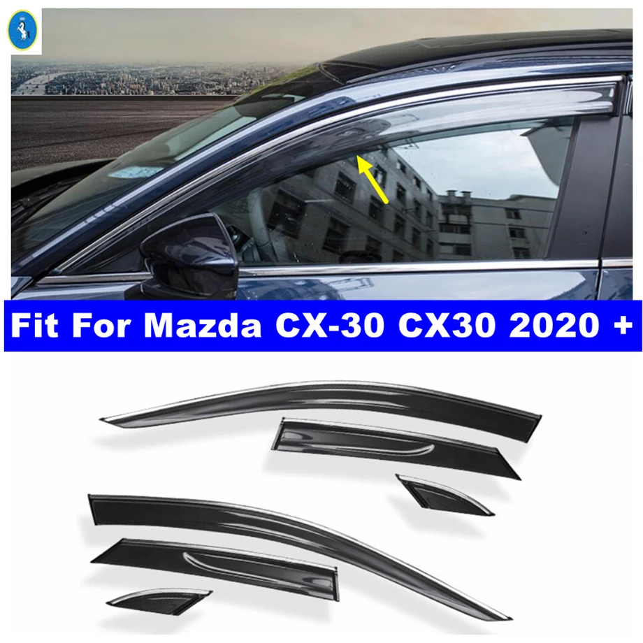 

Side Window Vent Visor Sun Rain Deflector Guard Awning Shelter Adhesive Cover ABS Accessories For Mazda CX-30 CX30 2020 - 2022