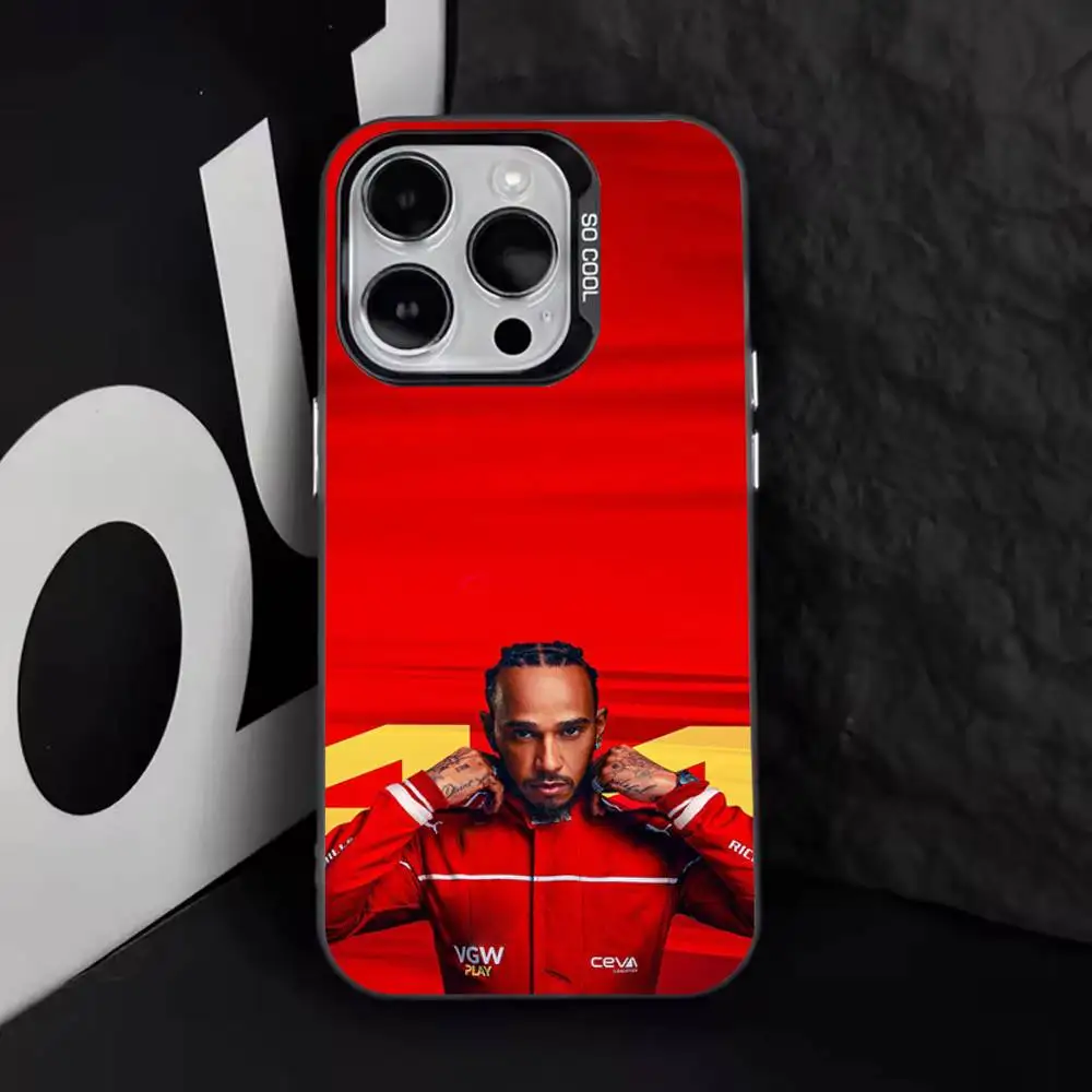 44 L-Lewis H-Hamilton-ES جراب هاتف آيفون 16,15,14,13,12,11,8,7,Pro,Max,Plus,Mini,XS,SE مضاد للسقوط أسود غير لامع