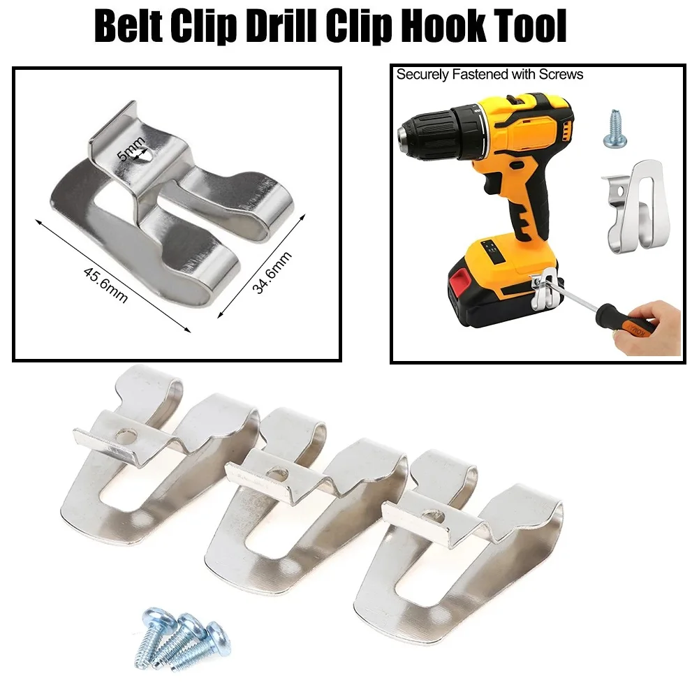 Useful Brand New Tools Clip Hook Belt Max Tools Silver W/ 8mm Cap With 8mm Cap Studs Screws Tools Drill Belt For Electric Drill