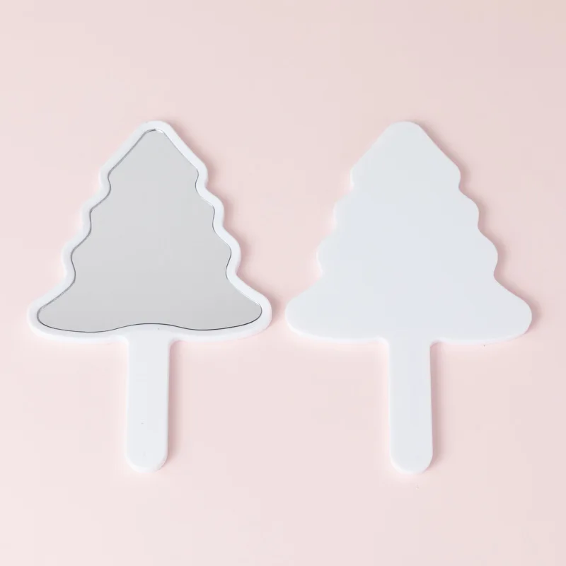 Cartoon kerstboom make-upspiegel Handheld make-upspiegel Nieuwe make-upspiegels Zoete meisjesstijl Geschikt om mee te nemen