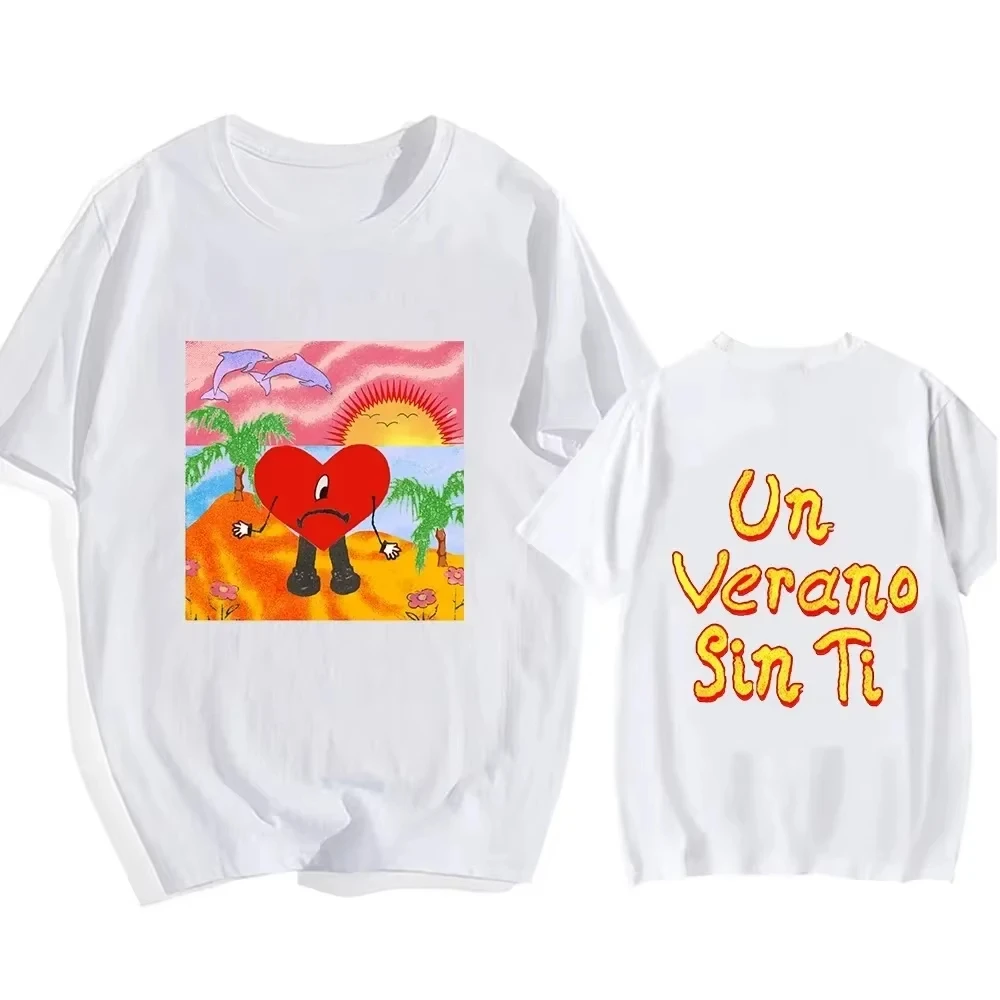 Bad Bunny UN VERANO SIN TI Music Album Print T-shirt Classic Harajuku Loose Streetwear Women Hip Hop Style Short-sleev Tshirt