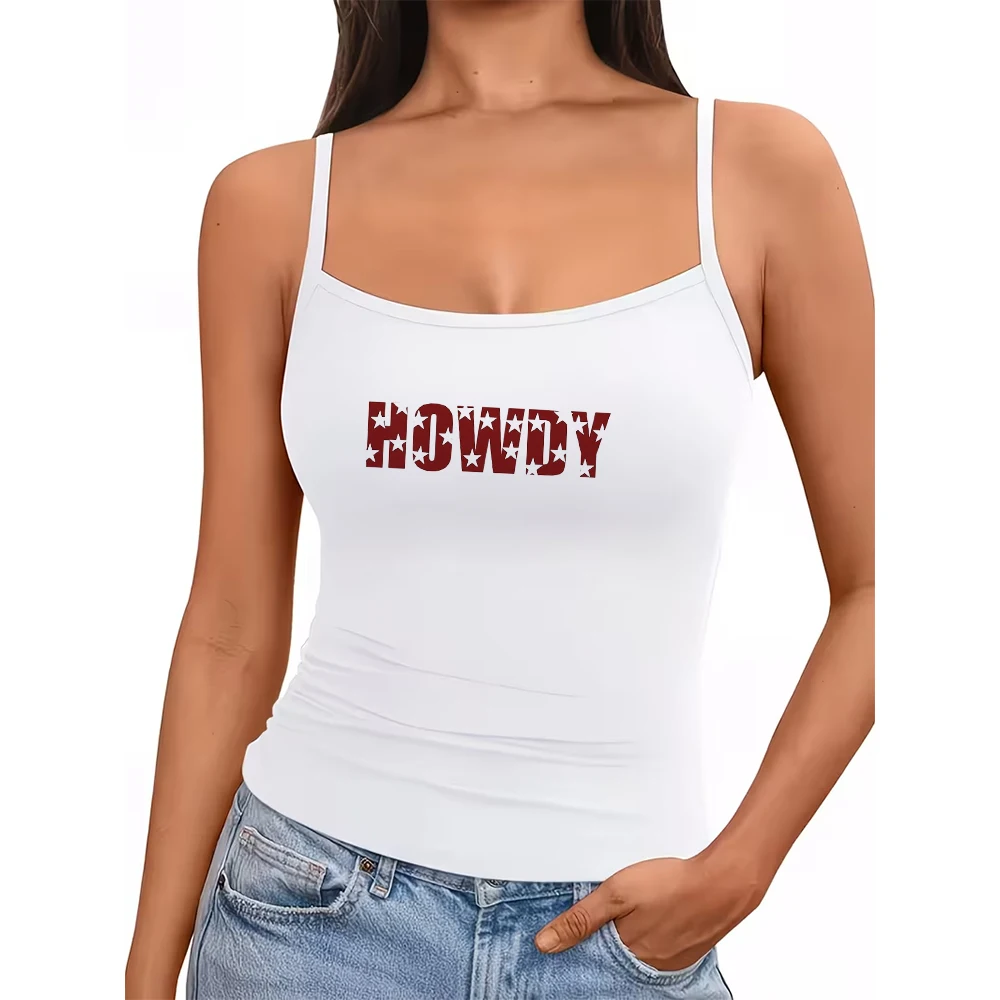 Howdy Star Independence Day Tank Tops Set Western Cowgirl Black White Graphic Sleepwear Club Wear Streetwear Vest Shirt